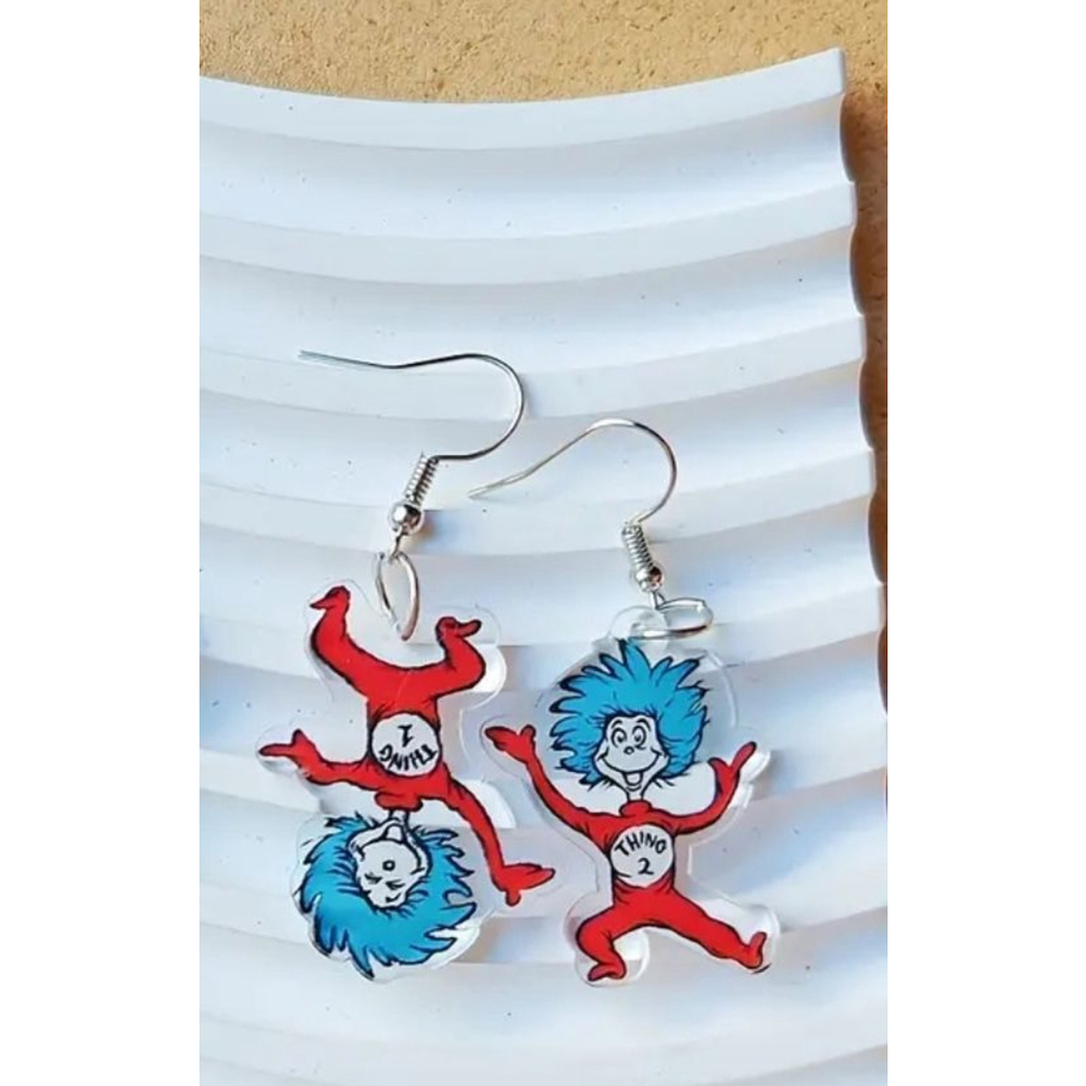 Thing 1 Thing 2 Earrings One Size Red Blue
